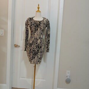 Akira Chicago Red Label Bodycon Dress Women’s Size M Snake Print Long Sleeve